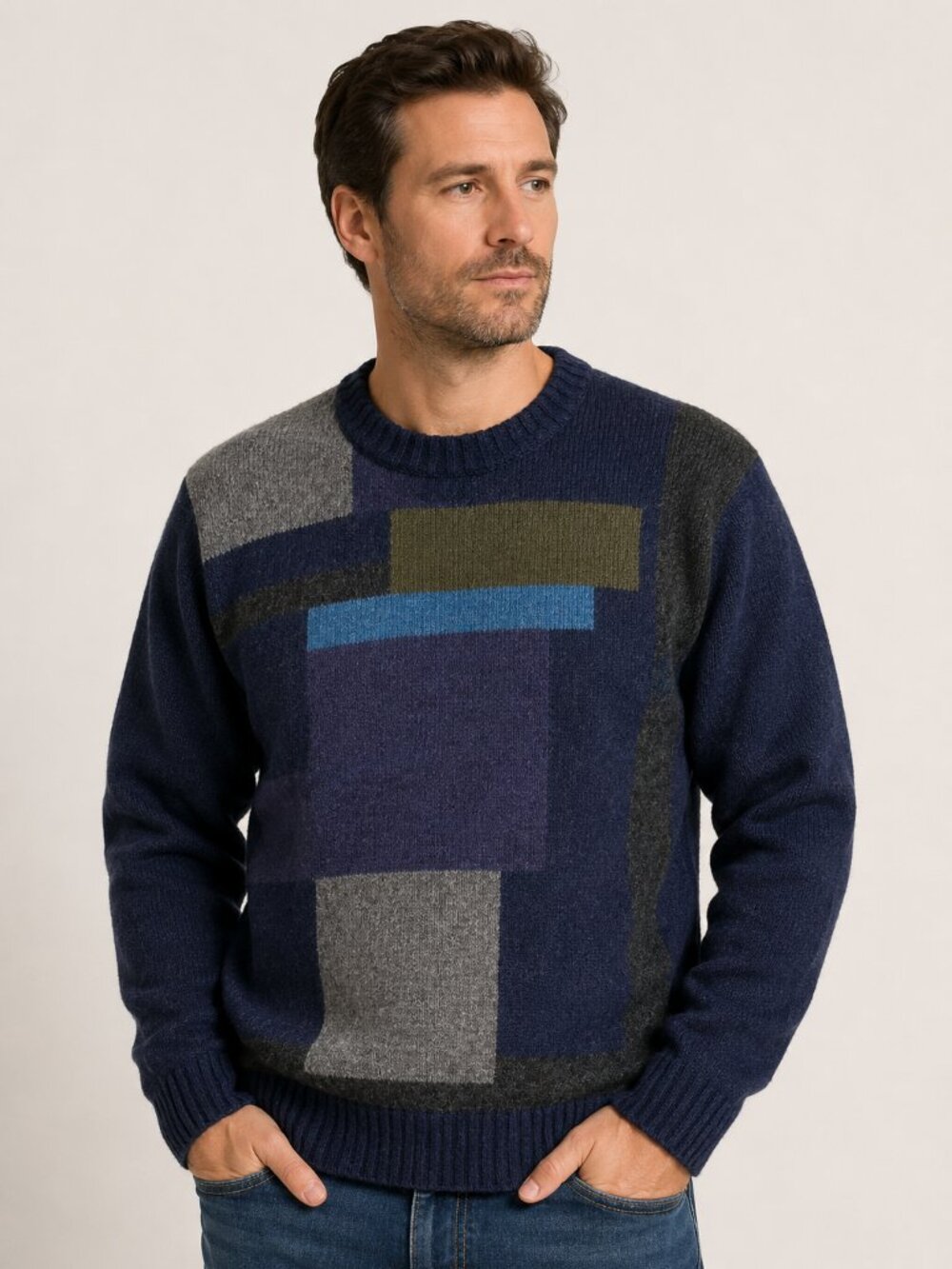Vintage Cacharel Pure Virgin Wool Intarsia Knit Sweater